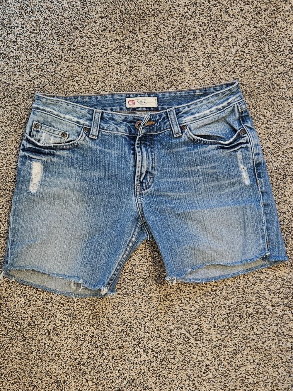 BKE Women's Light Blue Distressed Jean Shorts